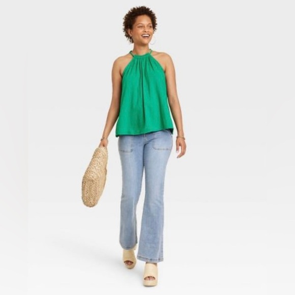 NWT Knox Rose™ Women's Woven Halter Tank Top Green Size Large - Picture 3 of 4